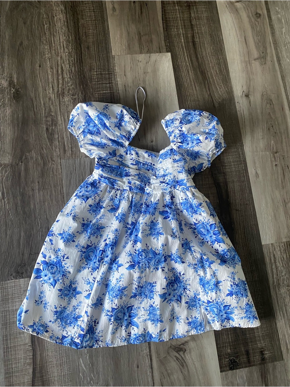 Rare Editions Girls Blue Floral Puff-Sleeve Dress size 7
